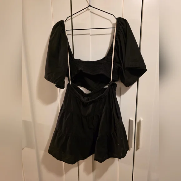 Free People Cross Of Sunshine Dress Black Linen Size L - Picture 6 of 8